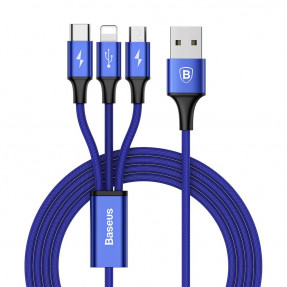 Кабель Baseus Rapid Series 3in1 USB to Lightning + Micro-USB + Type-C 1.2m (Blue)