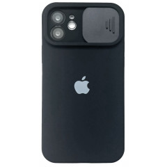 Silicone Case SLIDER Full Camera SQUARE side for iPhone 12 Black