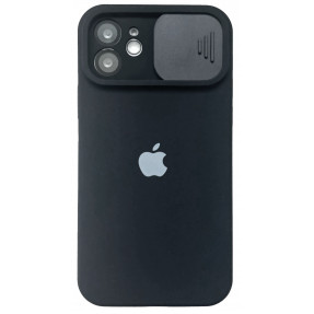 Silicone Case SLIDER Full Camera SQUARE side for iPhone 12 Black