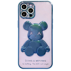 Чохол TPU BearBrick Transparent iPhone 11 Pro Max (Blue)