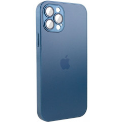 Silicone Case 9D-Glass Box iPhone + MagSafe 12 Pro (Navy Blue)