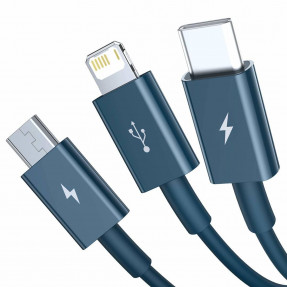Кабель Baseus Superior Fast 3in1 USB to Lightning + Micro-USB + Type-C 1.5m (Blue) CAMLTYS-03