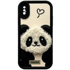 Cute 3D Plush Panda for iPhone X/Xs Black