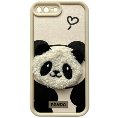 Cute 3D Plush Panda for iPhone 7/8/SE White